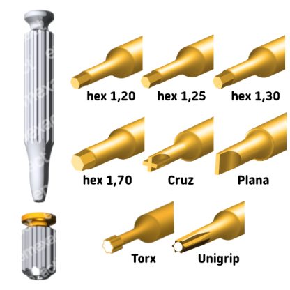 Kit 8 puntas medianas Gold dest + magno corto + mango largo