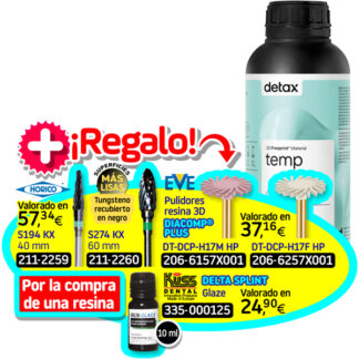 FREEPRINT Temp A1 1000g + Fresas carburo HORICO + Pulidores DIACOMP + DELTA SPLINT Glaze