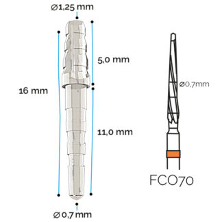 10 POSTES Fibra Cuarzo Retención Cobra + broca Ø 0,7x1,25mm Conica