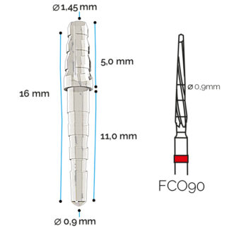 10 POSTES Fibra Cuarzo Retención Cobra + broca Ø 0,9x1,45mm Conica