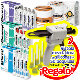 PACK Silicona Adición Normal y 10 Alginatos LASCOD + Pistola y 50 Boquillas Mezcladoras